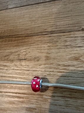 Hot Pink Glass Heart Bead